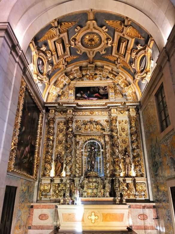 The hidden gem chapels inside Igreja de São Roque, showcasing the intricate details of the Baroque architecture.